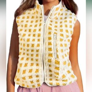 Stylish Yellow and White Checkered Vest